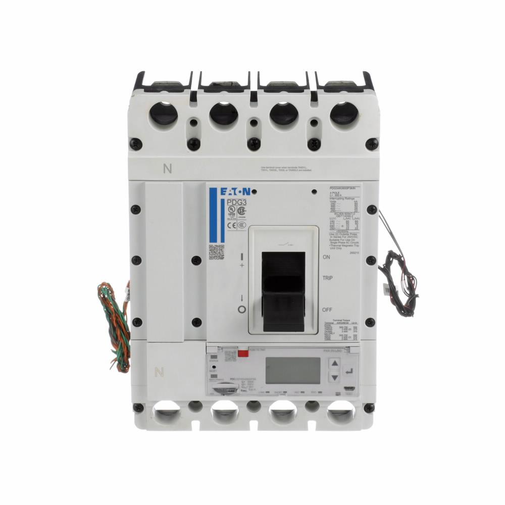 Eaton Corp PDF34KH400D2YK Power Defense Globally Rated 100% UL, Frame 3, Four Pole, 400A-High, 50kA/480V, PXR20D LSI w/ Modbus RTU, CAM Link, ZSI and Relays, Std Term Line Only (PDG3X4TA401H)