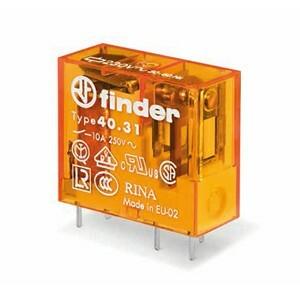 Finder 40.31.8.110.0000 Miniature electromechanical PCB power relay - Flux proof (RTII) - Finder (40 series) - Control coil voltage 110Vac (50Hz/60Hz) - 1 pole (1P) - 1C/O / SPDT (Single Pole Double Throw) contact - Rated current 10A (250Vac; AC-1) / 10A (30Vdc; DC-1) - Rated sw