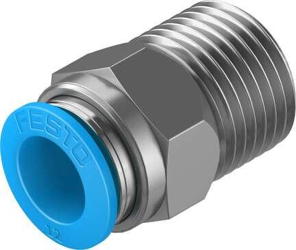 Festo 153010 push-in fitting QS-1/2-12 male thread with external hexagon. Size: Standard, Nominal size: 11 mm, Type of seal on screw-in stud: coating, Assembly position: Any, Container size: 1