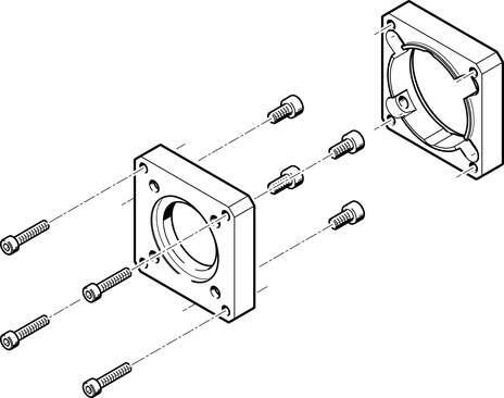 Festo 558019 motor flange EAMF-A-48A-60G/H Assembly position: Any, Storage temperature: -25 - 60 °C, Relative air humidity: 0 - 95 %, Ambient temperature: -10 - 60 °C, Interface code, motor in: (* 60G, * 60H)