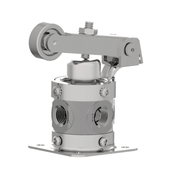 Humphrey 250C31121 Mechanical Valves, Roller Cam Operated Valves, Number of Ports: 3 ports, Number of Positions: 2 positions, Valve Function: Normally open, Piping Type: Inline, Direct piping, Options Included: Mounting base, Approx Size (in) HxWxD: 3.44 x 1.56 DIA