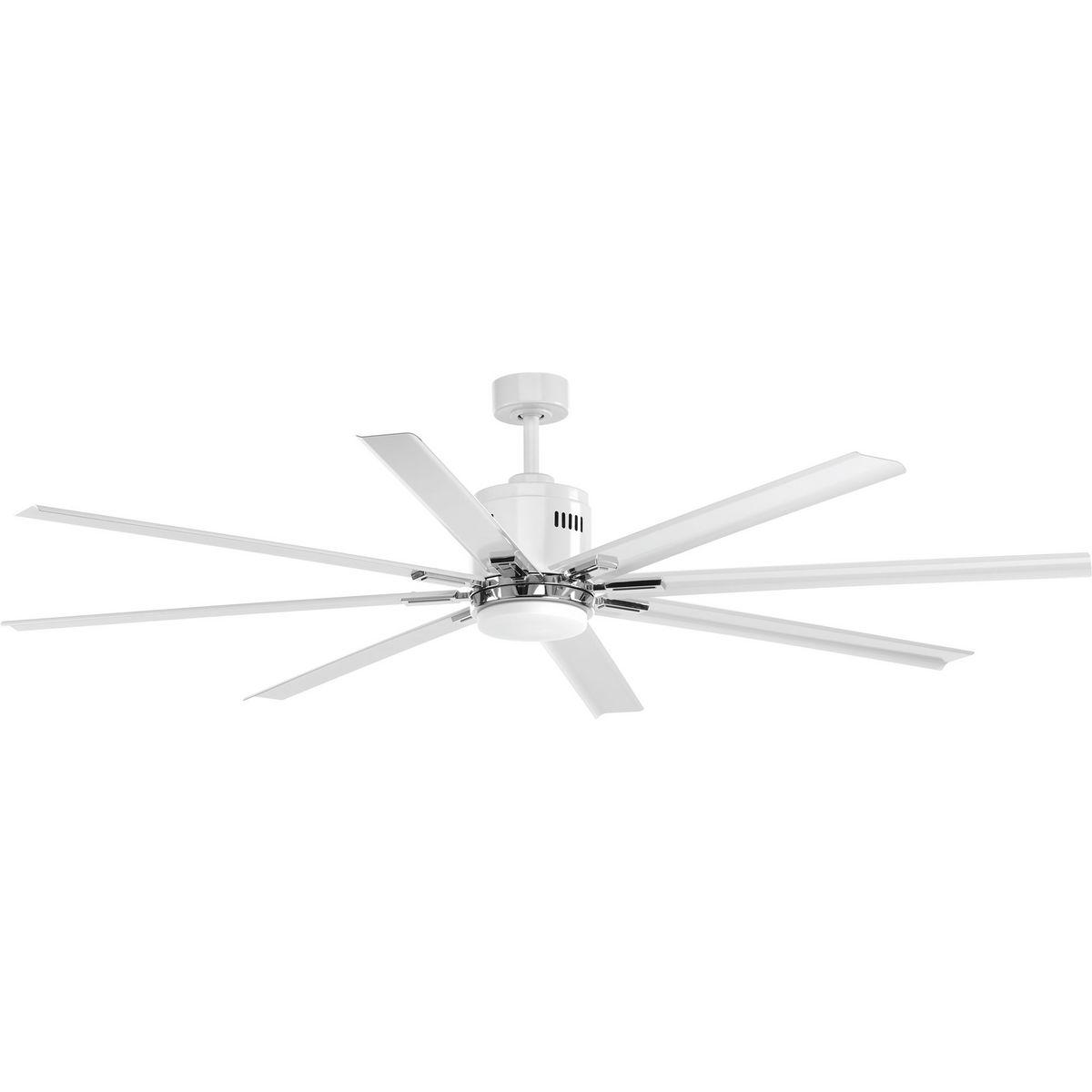 Hubbell P2550-3030K Beautiful and expansive in design, the 72 inch Vast ceiling fan is ideal for use in large areas and outdoor covered areas for maximum cooling. A white opal shade complements a White finish with Chrome Accents and white blades. Featuring an energy efficien
