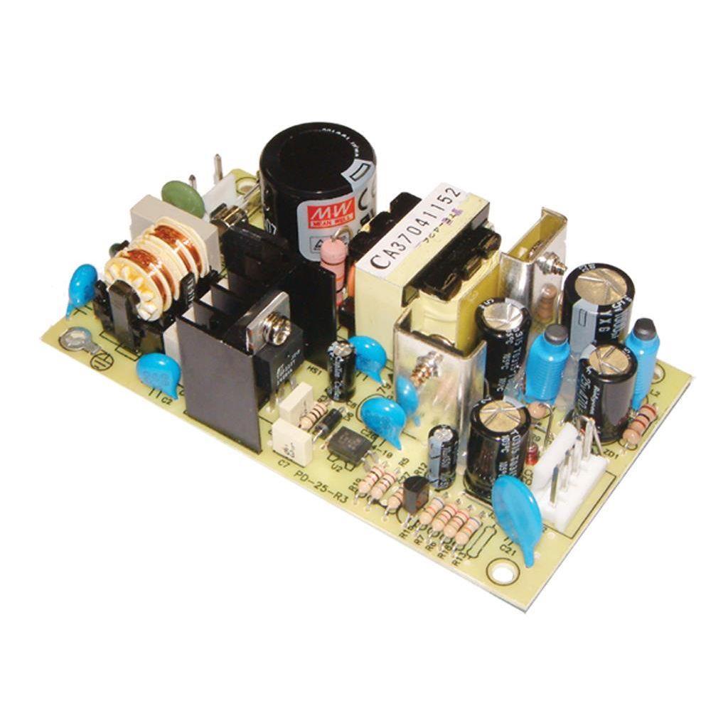 MEAN WELL PD-25A AC-DC Dual output Open frame Power supply; Output 5Vdc at 2.5A +12Vdc at 1.5A