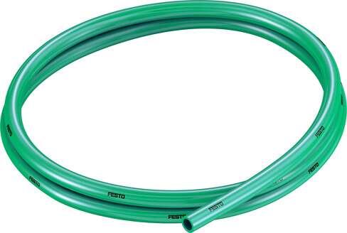 Festo 525447 plastic tubing PUN-V0-8X1,25-GN Flame retardant Outside diameter: 8 mm, Bending radius relevant for flow rate: 37 mm, Inside diameter: 5,7 mm, Min. bending radius: 18 mm, Tubing characteristics: Suitable for energy chains in applications with high cycle r