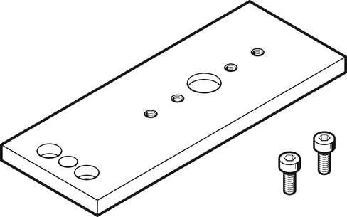 Festo 2349281 adapter plate DAMF-18-FKP Size: 18, Corrosion resistance classification CRC: 1 - Low corrosion stress, Ambient temperature: -10 - 60 °C, Product weight: 127 g, Materials note: Conforms to RoHS