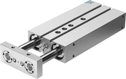 Festo 159820 twin-piston cylinder DPZ-32-50-P-A With two parallel piston rods, for proximity sensing, with elastic cushioning rings in end positions. Centre of gravity distance from working load to yoke plate: 0 mm, Stroke: 50 mm, Adjustable end-position range/length: