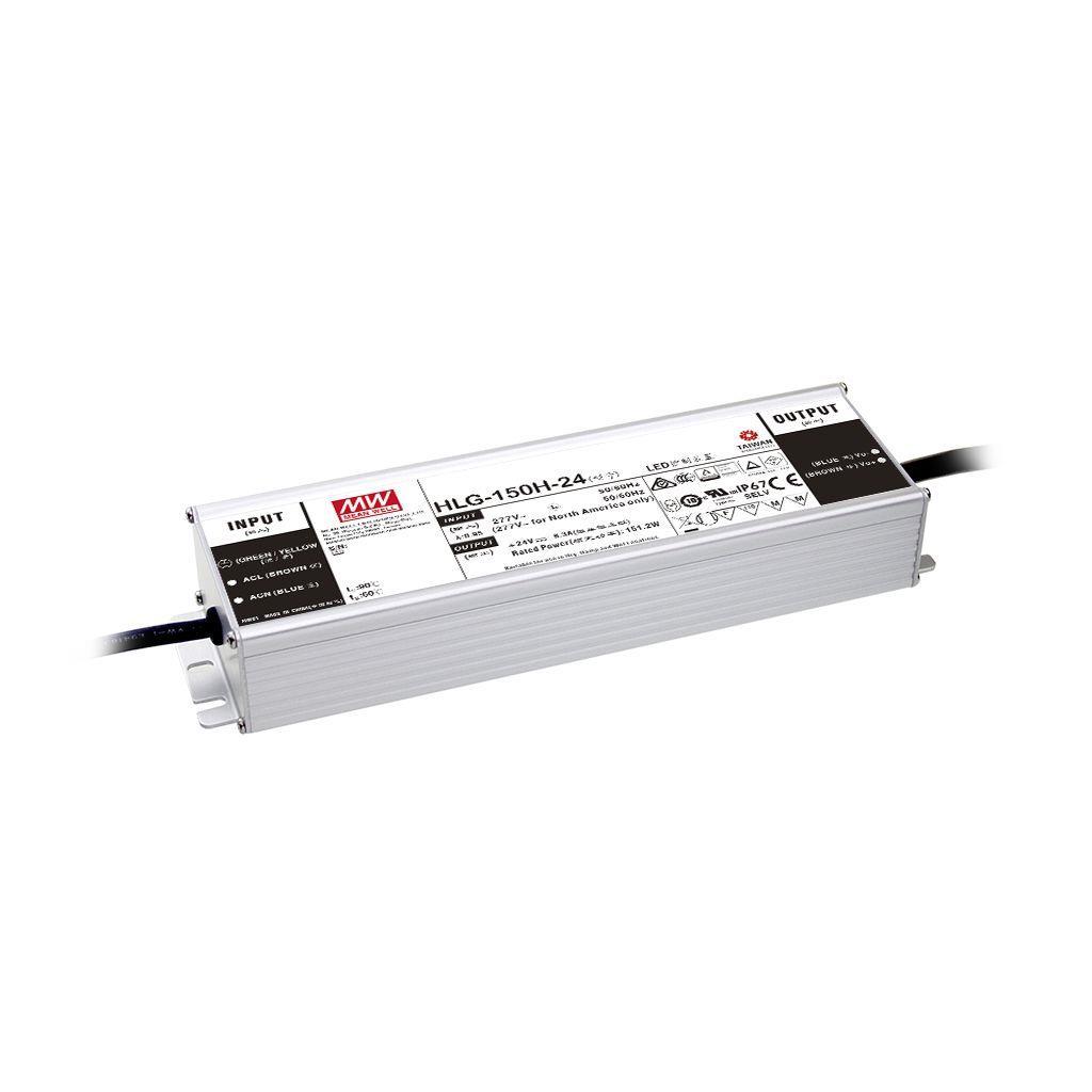 MEAN WELL HLG-150H-54AB AC-DC Single output LED Driver Mix Mode (CV+CC) with PFC; Output 54Vdc at 2.8A; IP65; Dimming with 1-10Vdc 10V PWM resistance; Io and Vo adjustable through built-in potentiometer