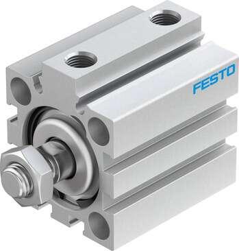 Festo 188217 short-stroke cylinder ADVC-32-20-A-P-A For proximity sensing, piston-rod end with male thread. Stroke: 20 mm, Piston diameter: 32 mm, Based on the standard: (* ISO 6431, * Hole pattern, * VDMA 24562), Cushioning: P: Flexible cushioning rings/plates at bot