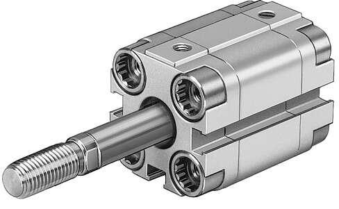 Festo 157265 compact cylinder AEVUZ-20-20-A-P-A For proximity sensing, piston-rod end with male thread. Stroke: 20 mm, Piston diameter: 20 mm, Cushioning: P: Flexible cushioning rings/plates at both ends, Assembly position: Any, Mode of operation: (* single-acting, * 