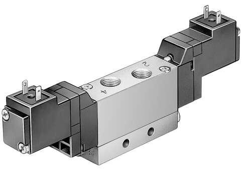 Festo 173434 solenoid valve JMEH-5/2-1/8-S-B With solenoid coils and manual override, without plug sockets. Valve function: 5/2 bistable, Type of actuation: electrical, Width: 17,8 mm, Standard nominal flow rate: 650 l/min, Operating pressure: -0,9 - 10 bar