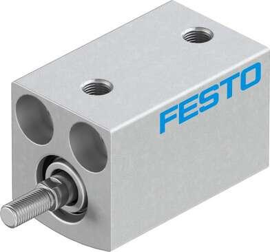 Festo 188067 short-stroke cylinder ADVC-6-10-A-P No facility for sensing, piston-rod end with male thread. Stroke: 10 mm, Piston diameter: 6 mm, Cushioning: P: Flexible cushioning rings/plates at both ends, Assembly position: Any, Mode of operation: double-acting