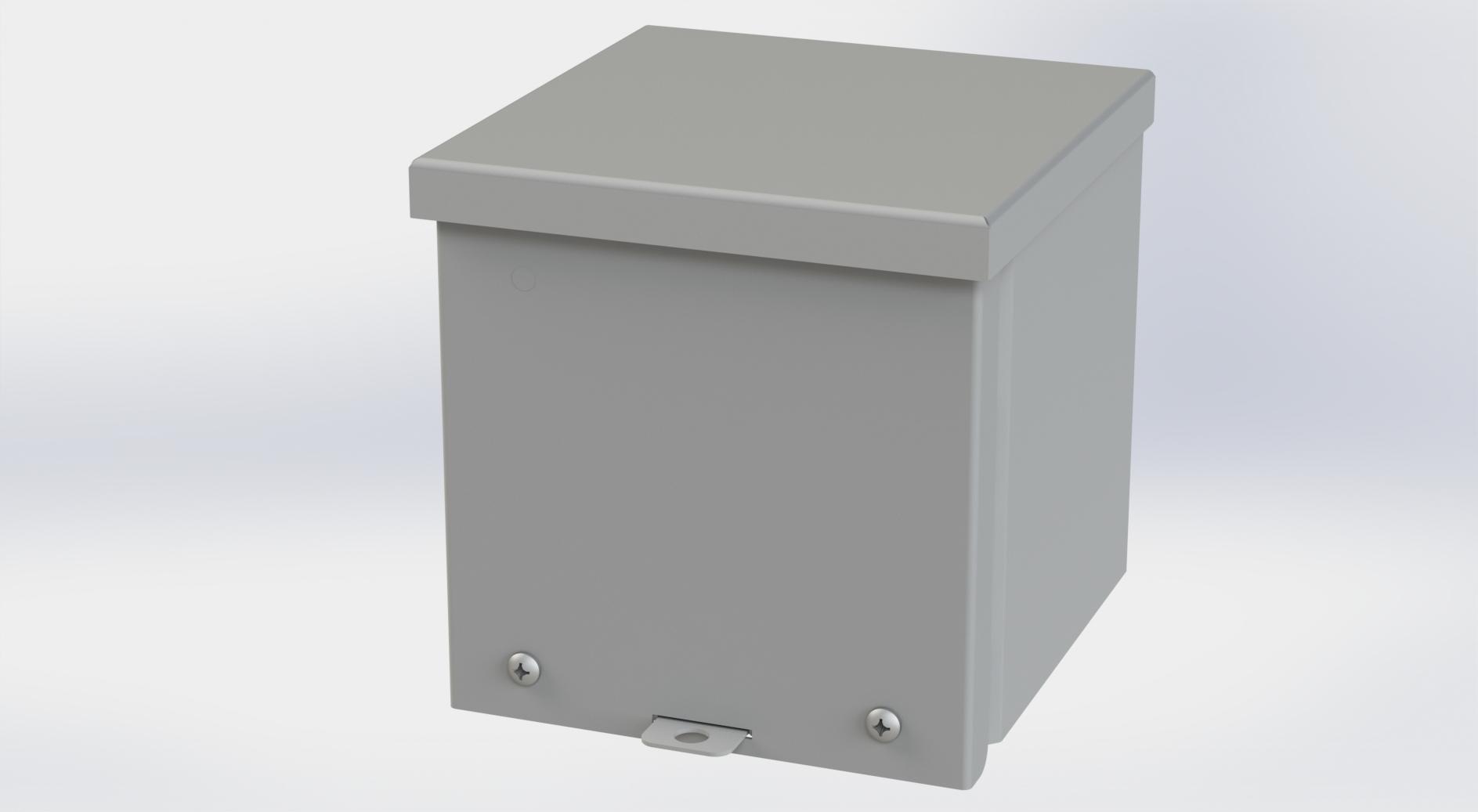 Saginaw Control SCE-6R66 Type-3R Screw Cover Enclosure, Height:6.00", Width:6.00", Depth:6.00", ANSI-61 gray powder coating inside and out.