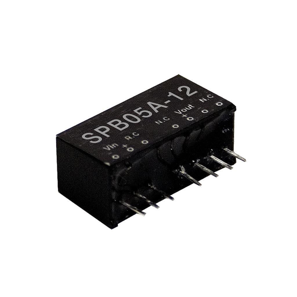 MEAN WELL SPB05B-05 DC-DC Regulated Single Output Converter; Output 12VDC at 0.417A; 1500VDC I/O isolation; SIP package; SPB05B-05 is succeeded by SPBW06G-05.