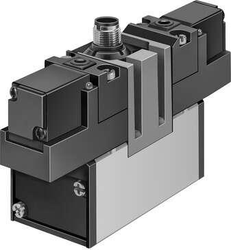 Festo 184513 solenoid valve MEBH-5/3B-D-3-ZSR-C With central plug connector Valve function: 5/3 pressurised, Type of actuation: electrical, Width: 65 mm, Standard nominal flow rate: 4000 l/min, Operating pressure: 3 - 10 bar