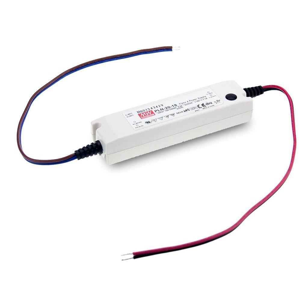 MEAN WELL PLN-20-36 AC-DC Single output LED driver Constant Current (CC); Output 36Vdc at 0.5A; cable output; encapsulated IP64