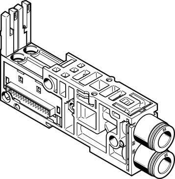 Festo 560992 sub-base VMPAL-AP-20-QS10-2 Width: 21,2 mm, Length: 107,3 mm, Grid dimension: 21,2 mm, Valve size: 20 mm, Max. number of valve positions: 1