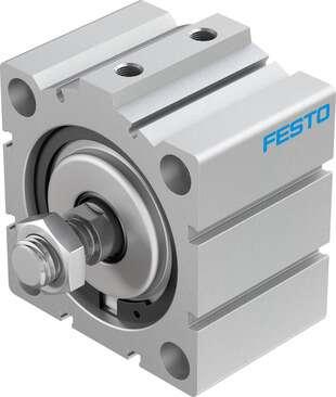 Festo 188323 short-stroke cylinder ADVC-80-25-A-P No facility for sensing, piston-rod end with male thread. Stroke: 25 mm, Piston diameter: 80 mm, Based on the standard: (* ISO 6431, * Hole pattern, * VDMA 24562), Cushioning: P: Flexible cushioning rings/plates at bot