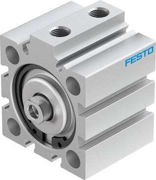Festo 188239 short-stroke cylinder ADVC-40-15-I-P No facility for sensing, piston-rod end with female thread. Stroke: 15 mm, Piston diameter: 40 mm, Based on the standard: (* ISO 6431, * Hole pattern, * VDMA 24562), Cushioning: P: Flexible cushioning rings/plates at b