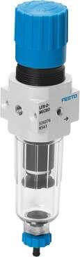 Festo 526279 filter regulator LFR-1/8-D-7-O-5M-MICRO With threaded connection plate, without pressure gauge, manual condensate drain Size: Micro, Series: D, Actuator lock: Rotary knob with lock, Assembly position: Vertical +/- 5°, Grade of filtration: 5 µm