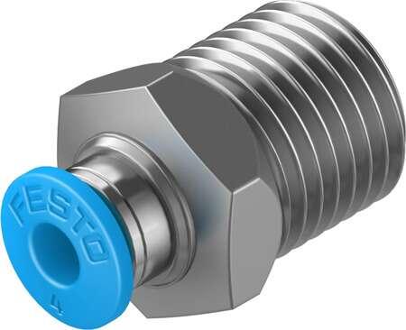 Festo 190644 push-in fitting QS-1/4-4 male thread with external hexagon. Size: Standard, Nominal size: 3 mm, Type of seal on screw-in stud: coating, Assembly position: Any, Container size: 10