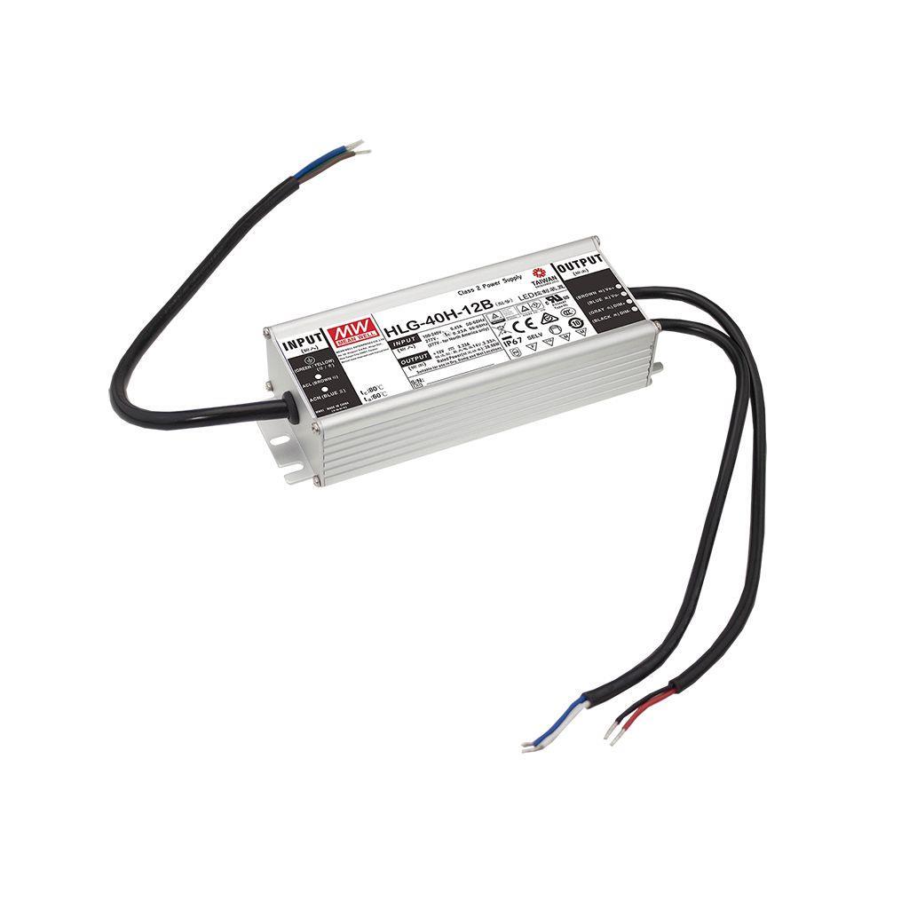 MEAN WELL HLG-40H-54AB AC-DC Single output LED Driver Mix Mode (CV+CC) with PFC; Output 54Vdc at 0.75A; IP65; Dimming with 1-10Vdc 10V PWM resistance; Io and Vo adjustable through built-in potentiometer