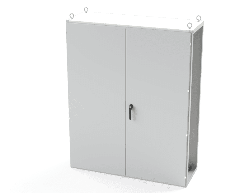 Saginaw Control SCE-T201606LG 2DR IMS Enclosure, Height:78.74", Width:62.99", Depth:22.00", Powder coated RAL 7035 gray inside and out.