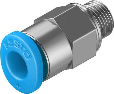 Festo 153304 push-in fitting QSM-M5-4 male thread with external hexagon. Size: Mini, Nominal size: 2,2 mm, Type of seal on screw-in stud: Sealing ring, Assembly position: Any, Container size: 10