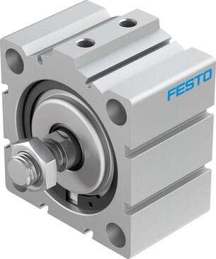Festo 188322 short-stroke cylinder ADVC-80-20-A-P No facility for sensing, piston-rod end with male thread. Stroke: 20 mm, Piston diameter: 80 mm, Based on the standard: (* ISO 6431, * Hole pattern, * VDMA 24562), Cushioning: P: Flexible cushioning rings/plates at bot
