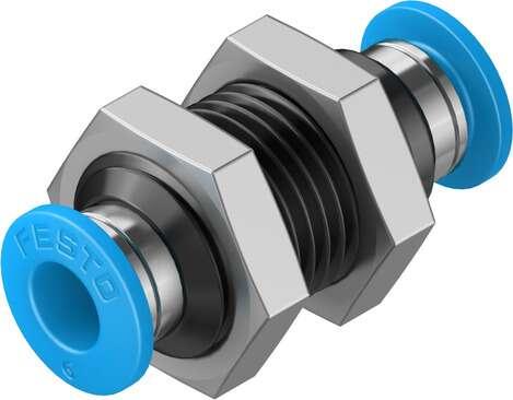 Festo 153158 push-in bulkhead connector QSS-6 Size: Standard, Nominal size: 5 mm, Assembly position: Any, Container size: 10, Design structure: Push/pull principle