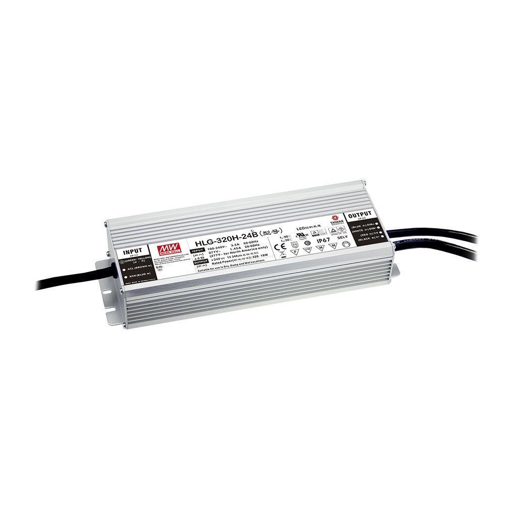 MEAN WELL HLG-320H-54AB AC-DC Single output LED Driver Mix Mode (CV+CC) with PFC; Output 54Vdc at 5.95A; IP65; Dimming with 1-10Vdc 10V PWM resistance; Io adjustable through built-in potentiometer