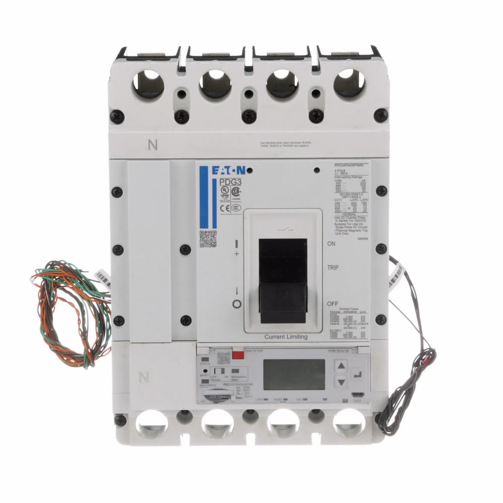 Eaton Corp PDF34M0250D4MK Power Defense Globally Rated 100% UL, Frame 3, Four Pole, 250A, 65kA/480V, PXR20D ARMS LSI w/ Modbus RTU and Relays, Std Term Line Only (PDG3X4TA350)