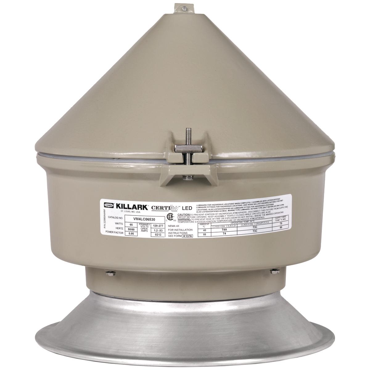 Hubbell VM4LC730C3GFG VM4LC 120-277V 1" Cone Top Mount Flat Glass with Guard  ; Supplemental 20KA/10KV Surge Protection is standard for 120-277 VAC models & 10KA/10KV Surge Protection is standard for 347-480 VAC models. ; Traditional Industrial Appearance, Suitability, and Pho