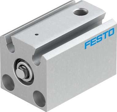 Festo 188069 short-stroke cylinder AEVC-10-10-P-A For proximity sensing. Stroke: 10 mm, Piston diameter: 10 mm, Spring return force, retracted: 3 N, Cushioning: P: Flexible cushioning rings/plates at both ends, Assembly position: Any
