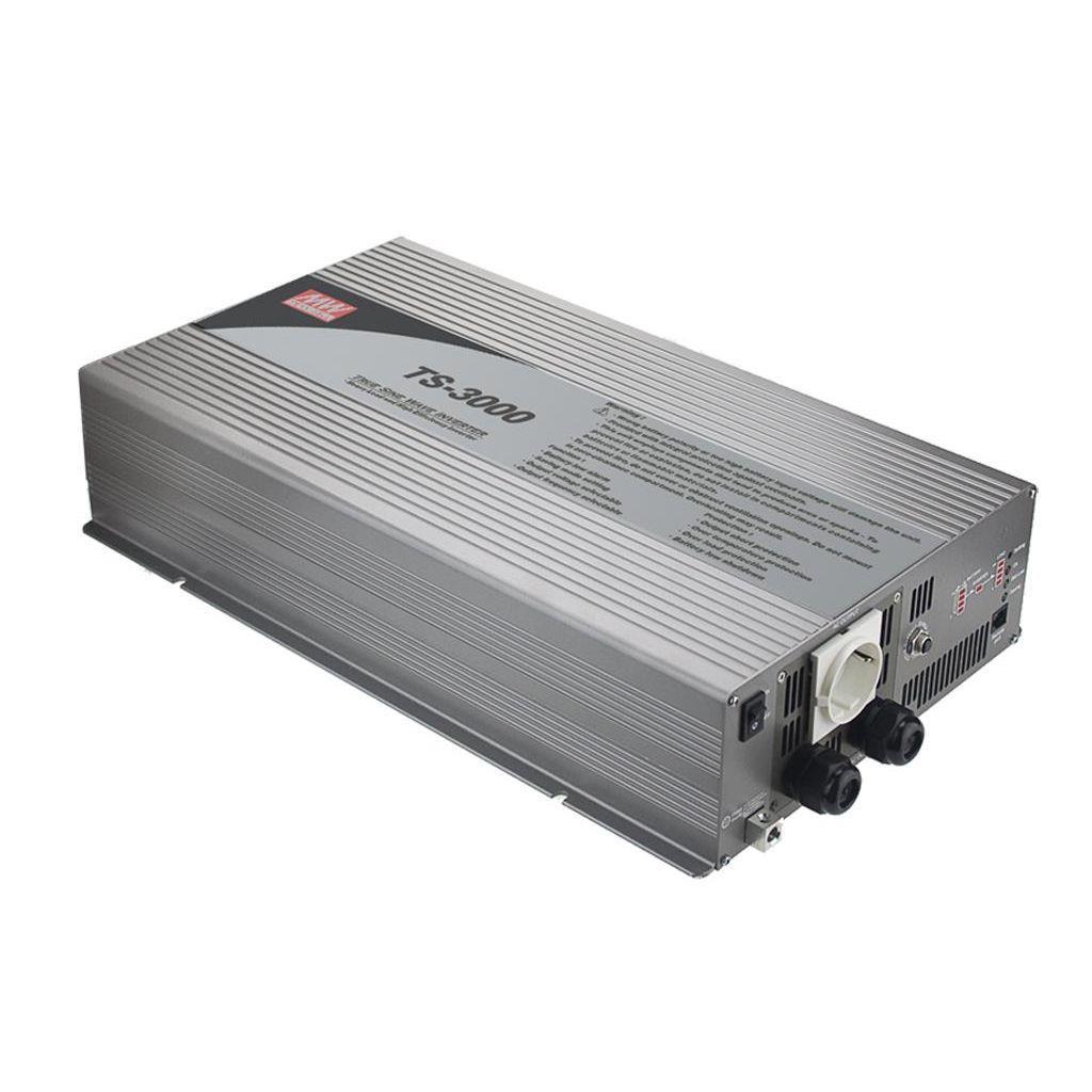 MEAN WELL TS-3000-248B DC-AC True Sine Wave Inverter for stand alone systems; Battery 48Vdc; Output 230Vac; 3000W; EU AC Output receptacle; Peak power 200%