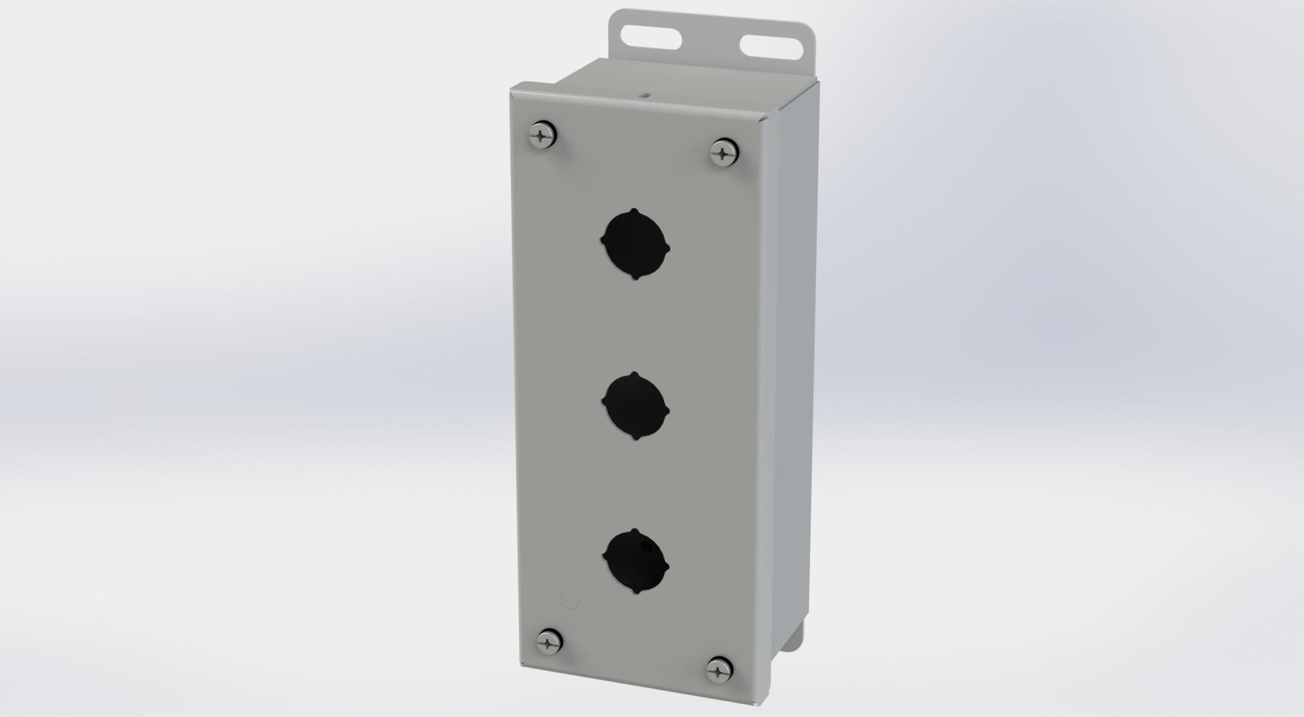 Saginaw Control SCE-3PBI PB Enclosure, Height:8.00", Width:3.25", Depth:2.75", ANSI-61 gray powder coat inside and out. 
