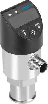 Festo 8022832 pressure sensor SPAW-P2R-G14F-2NV-M12 For measuring media pressures, pressure measuring range between 0 and +2 bar, pneumatic connection female thread G1/4. Authorisation: (* RCM Mark, * c UL us - Listed (OL)), CE mark (see declaration of conformity): to 