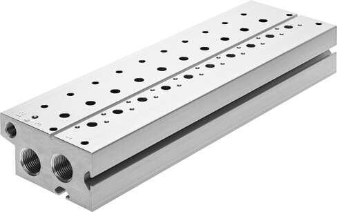 Festo 8026280 manifold block VABM-B10-25E-G12-3-P3 Grid dimension: 27,5 mm, Assembly position: Any, Max. number of valve positions: 3, Corrosion resistance classification CRC: 2 - Moderate corrosion stress, Product weight: 960 g