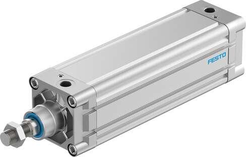 Festo 177989 profile cylinder DNC-3"-5"-P per ISO 15552, with profile cylinder barrel, non-adjustable cushioning. Stroke: 5 ", Piston diameter: 3", Piston rod thread: 3/4-16 UNF-2A, Based on the standard: ISO 15552 (previously also VDMA 24652, ISO 6431, NF E49 003.1, 
