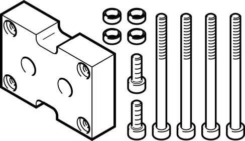 Festo 2643055 adapter kit DHAA-G-Q11-40-B12G-63 Assembly position: Any, Corrosion resistance classification CRC: 2 - Moderate corrosion stress, Mounting type: (* With through-hole and screw, * with centring sleeve), Materials note: Conforms to RoHS, Material adapter pl