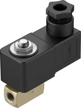 Festo 1491994 solenoid valve VZWD-L-M22C-M-G18-50-V-3AP4-5 Directly actuated, G1/8" connection. Design structure: Directly actuated poppet valve, Type of actuation: electrical, Sealing principle: soft, Assembly position: Any, Mounting type: Line installation