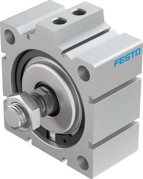 Festo 188344 short-stroke cylinder ADVC-100-10-A-P No facility for sensing, piston-rod end with male thread. Stroke: 10 mm, Piston diameter: 100 mm, Based on the standard: (* ISO 6431, * Hole pattern, * VDMA 24562), Cushioning: P: Flexible cushioning rings/plates at b