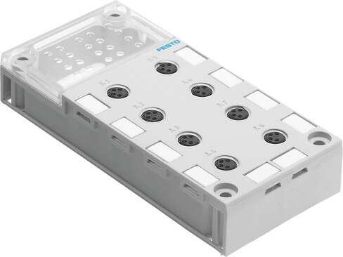 Festo 541256 manifold block CPX-AB-8-M8X2-4POL for modular electrical terminal CPX. Corrosion resistance classification CRC: 1 - Low corrosion stress, Protection class: (* IP65, * IP67), Product weight: 65 g, Electrical connection: (* 4-pin, * 8x socket, * M8), Materi