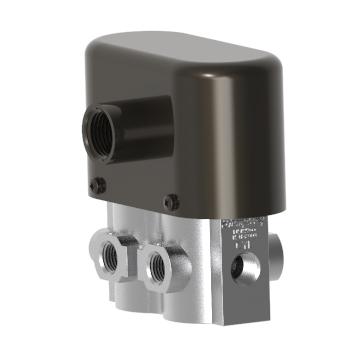 Humphrey 2504E212VDC Solenoid Valves, Small 4-Way Solenoid Operated, Number of Ports: 4 ports, Number of Positions: 2 positions, Valve Function: 4-way Double Solenoid, Detent, Piping Type: Inline, Direct Piping, Approx Size (in) HxWxD: 4.31 x 4.38 x 2.31, Media: Air, Inert Ga