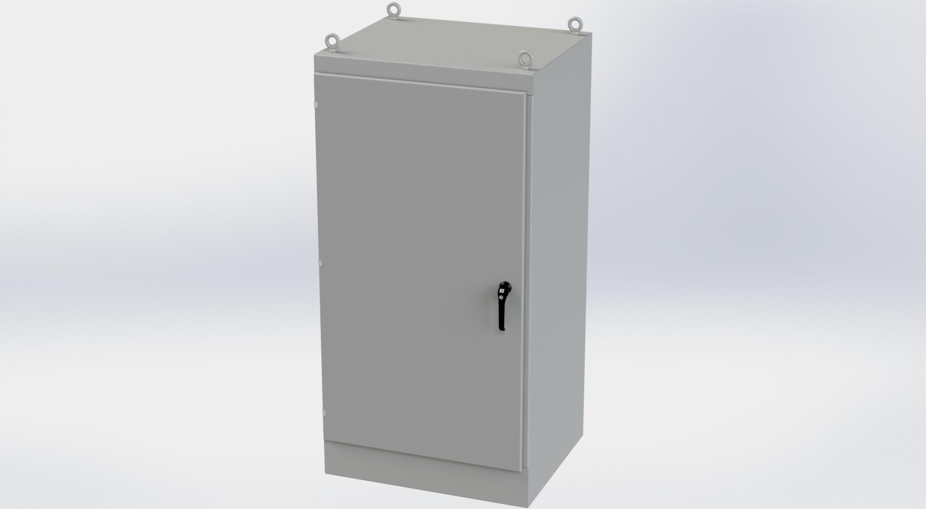 Saginaw Control SCE-723630FS FS Enclosure, Height:72.00", Width:36.00", Depth:30.00", ANSI-61 gray powder coat inside and out. Optional sub-panels are powder coated white.