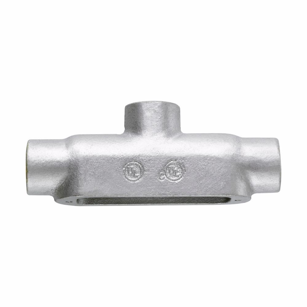 Eaton Corp TB100M HDG Eaton Crouse-Hinds series Condulet Form 5 conduit outlet body, Malleable iron, Hot dip galvanized finish, TB shape, 1"