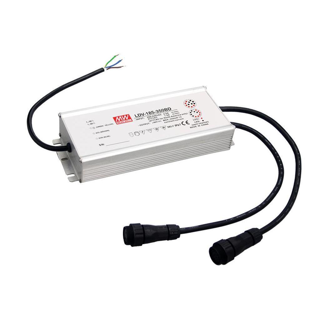 MEAN WELL LDV-185-350A AC-DC Multiple channel LED driver Constant Current (CC); Input 180-295Vac; Output 0.35A at 30-35Vdc; Maximum 12 channels; 147W