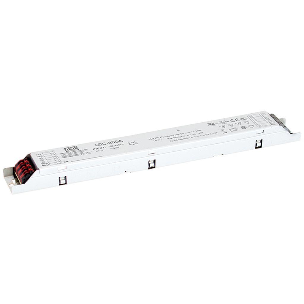 MEAN WELL LDC-35DA AC-DC Linear LED driver Constant Power Mode; Output 56Vdc at 1A; Metal housing design; Dimming with DALI