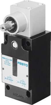 Festo 9694 pneumatic limit valve RWN/O-3-1/8-B With installation dimensions and point of actuation in accordance with DIN 43694 Valve function: 3/2 open/closed, monostable, Standard nominal flow rate: 120 l/min, Operating pressure: -0,95 - 8 bar