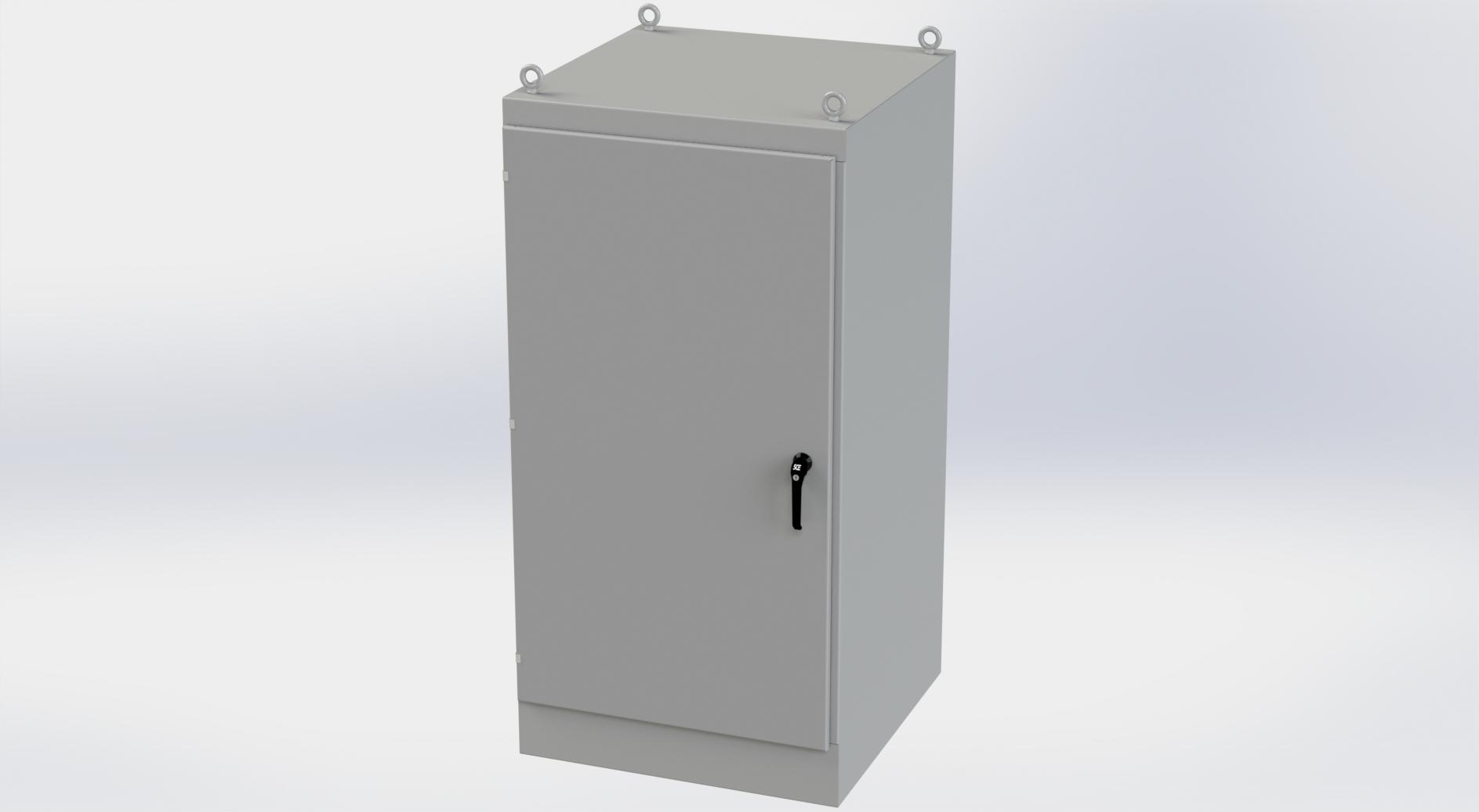 Saginaw Control SCE-723636FS FS Enclosure, Height:72.00", Width:36.00", Depth:36.00", ANSI-61 gray powder coat inside and out. Optional sub-panels are powder coated white.
