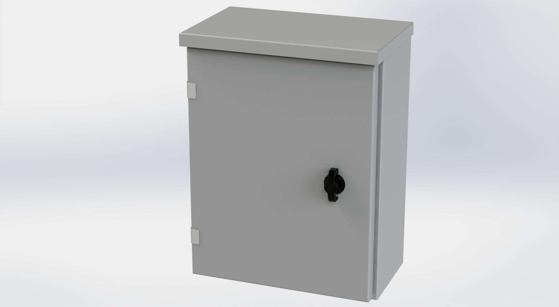 Saginaw Control SCE-16R1206LP Type-3R Hinged Cover Enclosure, Height:16.00", Width:12.00", Depth:6.00", ANSI-61 gray powder coating inside and out. Optional sub-panels are powder coated white.